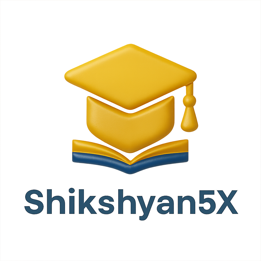 “Shikshyan5X logo – Education & DIY, 3D gold graduation cap”